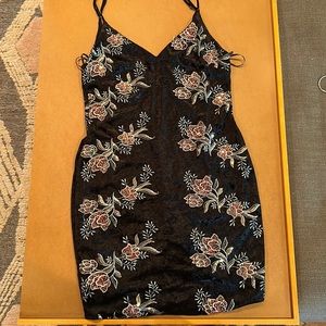 Lulus Black Velvet Embellished Dress